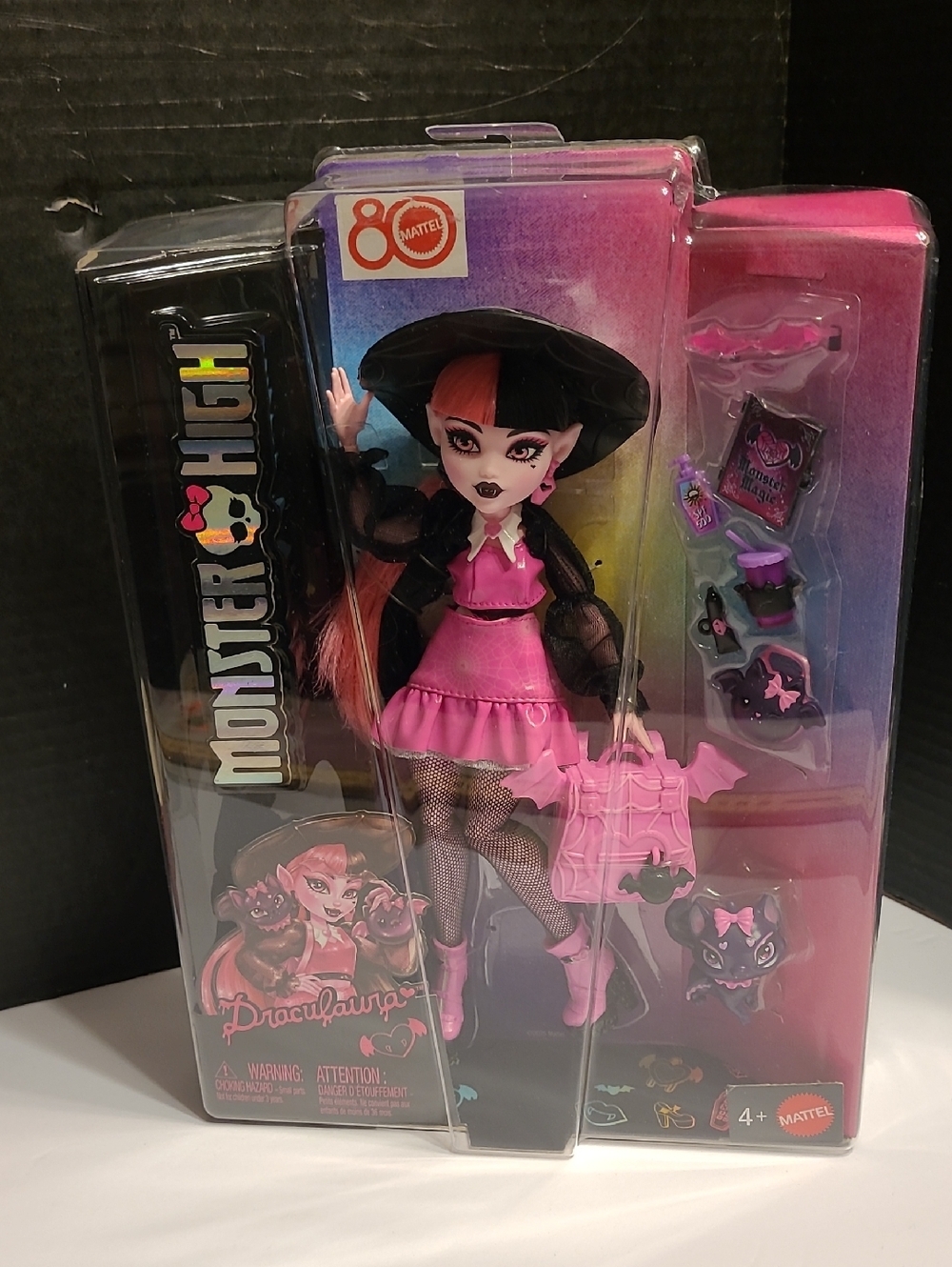 Mattel Monster High Draculaura Doll in Pink and Black Outfit
